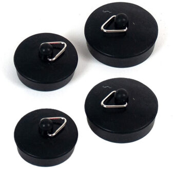 Gerimport Gootsteenstop - 4x - rubber - zwart - 36 en 48 mm - wasbak afvoerstop