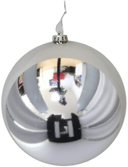 Gerimport Grote decoratie kerstbal - zilver - 15 cm - kunststof - glimmend - kerstversiering