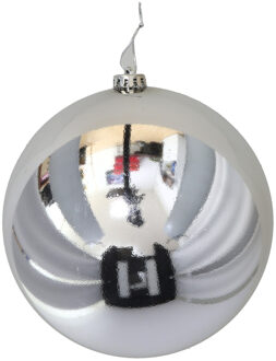 Gerimport Grote decoratie kerstbal - zilver - 20 cm - kunststof - glimmend - kerstversiering