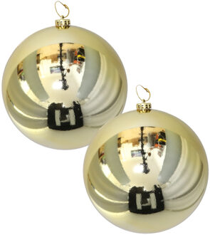Gerimport Grote decoratie kerstballen - 2x - goud - 20 cm - kunststof - glimmend - kerstversiering
