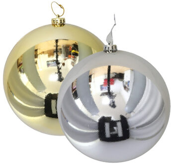 Gerimport Grote decoratie kerstballen - 2x st - goud en zilver - D15 cm - kunststof - kerstversiering