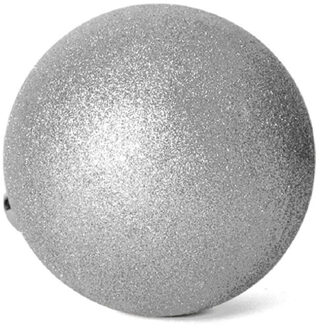 Gerimport Grote kerstballen zilver glitters kunststof 15 cm - Kerstbal Zilverkleurig