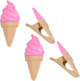 Gerimport Handdoekknijpers - 4x - bruin - ijsje - handdoekklem - kunststof