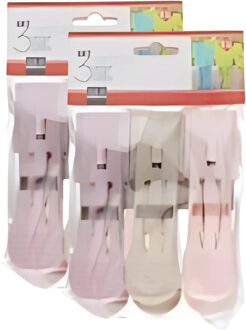 Gerimport handdoekknijpers - 6 stuks - pastel tinten - 8 x 6 x 12 cm - kunststof