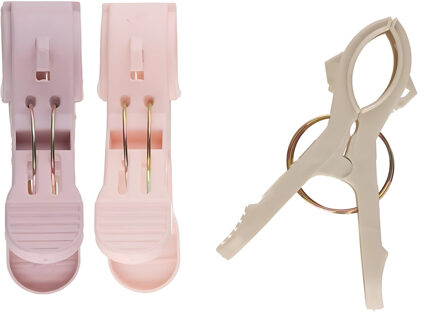 Gerimport handdoekknijpers - set 3x stuks - pastel tinten - 8 x 3 x 12 cm - kunststof