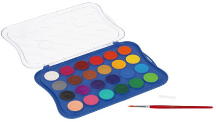 Gerimport Hobby waterverf palet - 24 kleuren - 25 x 17 x 1 cm - aquarelverf - waterbasis