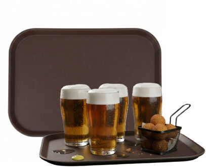 Gerimport Horeca Dienblad - 2x - antislip - bruin - kunststof - 30 x 41 cm