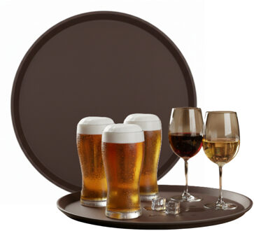 Gerimport Horeca Dienblad - 2x - antislip - bruin - kunststof - D40 cm