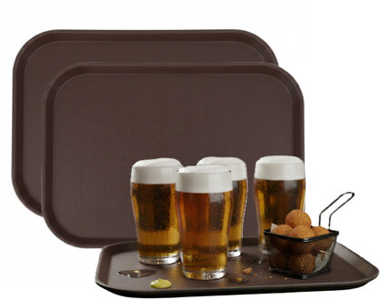 Gerimport Horeca Dienblad - 6x - antislip - bruin - kunststof - 30 x 41 cm