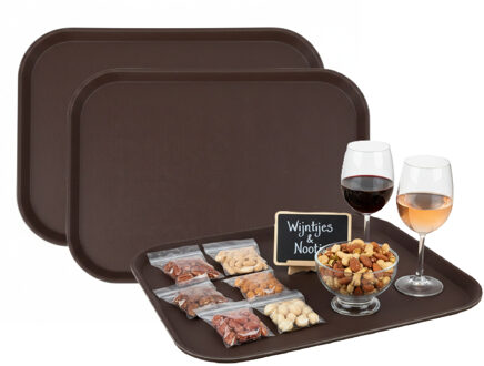 Gerimport Horeca Dienblad - 6x - antislip - bruin - kunststof - 35 x 45 cm
