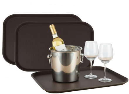 Gerimport Horeca Dienblad - 6x - antislip - bruin - kunststof - 51 x 39 cm