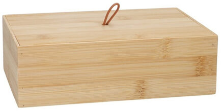 Gerimport Houten opbergkistje met deksel - 2x - 22 x 15 x 7 cm - Sieraden/spulletjes/sleutels - bamboe