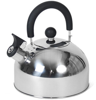 Gerimport Huis/keuken of camping fluitketel / waterkoker - rvs - 3 liter - zilver/zwart