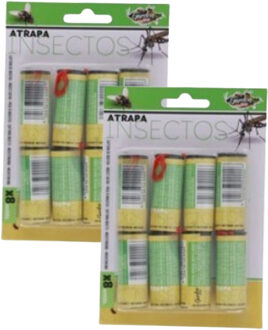 Gerimport Insecten/vliegen vang plakstrips/kleefstrips - 16x stuks - ongedierte bestrijden