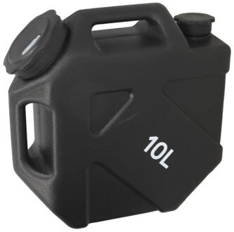 Gerimport Jerrycan/benzinetank - 10 liter - zwart - kunststof - met flexibele schenktuit