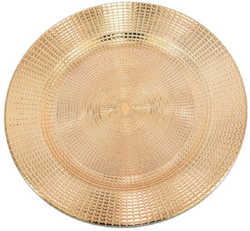 Gerimport Kaarsenbord/onderbord - rond - goud - kunststof - D33 cm