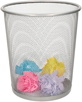 Gerimport Kantoor prullenbak - 10 liter - grijs - metaal - papiermand - 23 x 28 cm
