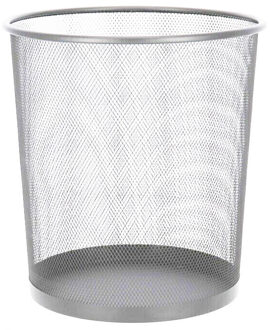 Gerimport Kantoor prullenbak/papiermand - 12 liter - zilver - Papier afvalbakken - 22 x 28 cm