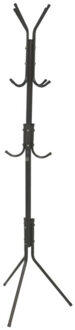Gerimport kapstok - zwart - metaal - staand - 12 haken op 3 hoogtes - 170 cm