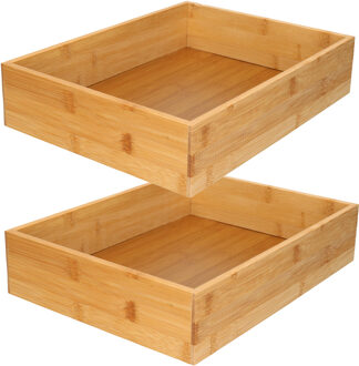 Gerimport Kast/lade sorteer organizer - 2x stuks - bamboe hout - bakje - 32 x 24 x 7 cm