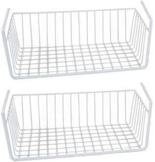 Gerimport Kastmandje - 3x - wit - metaal - 30 x 25 x 14 cm - opberg hangmand