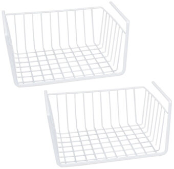 Gerimport Kastmandje - 3x - wit - metaal - 37 x 25 x 11 cm - opberg hangmand