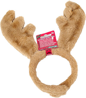 Gerimport Kerst diadeem/haarband - rendier gewei - bruin - nep bont - voor kinderen