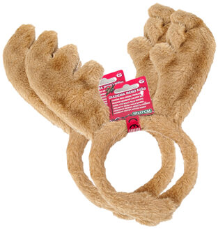 Gerimport Kerst diadeems/haarbanden - 2x - rendier gewei - bruin - nep bont - voor kinderen