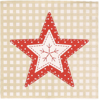 Gerimport Kerst servetten - 20x - 33 x 33 cm - ster print - papier - kerstservetten Multi