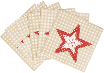 Gerimport Kerst servetten - 40x st - 33 x 33 cm - ster print - papier - kerstservetten
