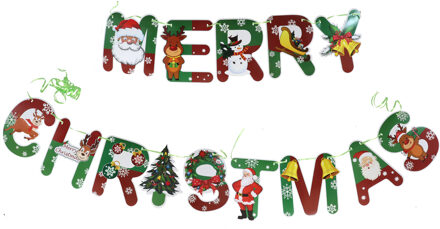 Gerimport Kerst slinger Merry Christmas - groen/rood - 500 cm - papier - kerstversiering