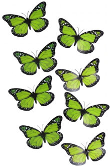 Gerimport Kerst vlinders - 12x stuks - groen - op clip - 12 x 6 cm - kunststof - kerstboomversiering
