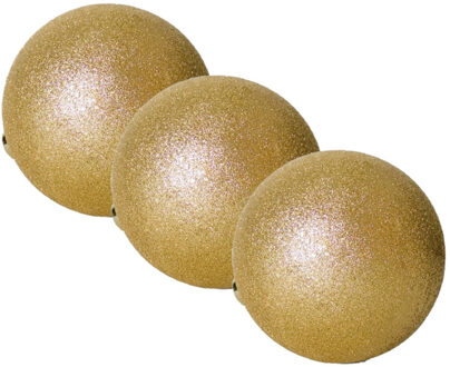 Gerimport Kerstbal - 3x stuks - kunststof - goud - glitters - D20 cm