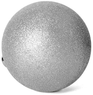 Gerimport Kerstbal - kunststof - zilver glitters - D20 cm