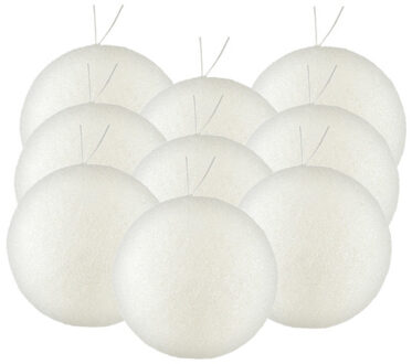 Gerimport Kerstballen - 8x - wit - kunststof - glitters - D7 cm