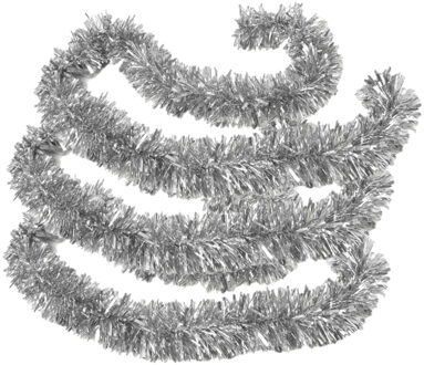 Gerimport Kerstboom - 3x stuks - folie slingers - zilver - guirlandes - 180 x 12 cm - Extra brede slinger