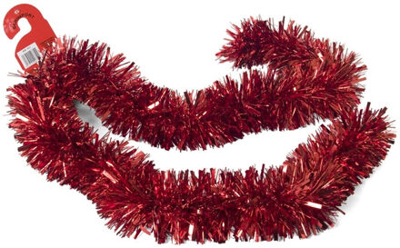 Gerimport Kerstboom folie slingers/lametta guirlandes van 180 x 12 cm in de kleur glitter rood