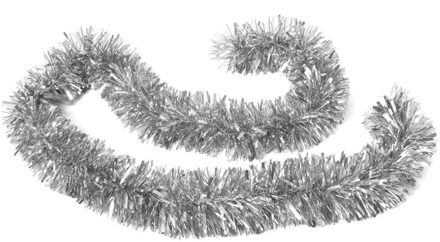 Gerimport Kerstboom folie slingers/lametta guirlandes van 180 x 12 cm in de kleur glitter zilver