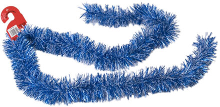 Gerimport Kerstboom folie slingers/lametta guirlandes van 180 x 7 cm in de kleur blauw met sneeuw