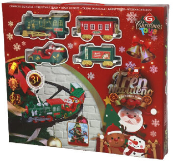 Gerimport Kerstboom trein - rijdend - 31-delig - met licht en muziek -kersttrein