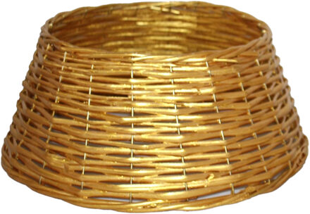 Gerimport Kerstboomrok/kerstboommand goud gevlochten D28 cm en H16 cm voor kerstboom van 120 cm - Kerstboommand / huls Goudkleurig