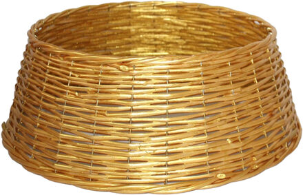 Gerimport Kerstboomrok/kerstboommand goud gevlochten D39 cm en H18 cm voor kerstboom van 150 cm - Kerstboommand / huls Goudkleurig