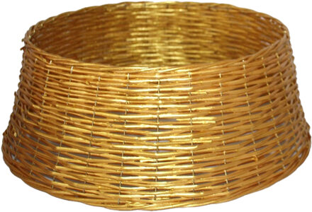 Gerimport Kerstboomrok/kerstboommand - goud - gevlochten wilg - D48 cm en H21 cm - voor kerstboom van 180-210 Goudkleurig