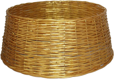 Gerimport Kerstboomrok/kerstboommand - goud - gevlochten wilg - D50 cm en H24 cm - voor kerstboom van 210 cm