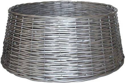Gerimport Kerstboomrok/kerstboommand zilver gevlochten D50 cm en H24 cm voor kerstboom van 210 cm