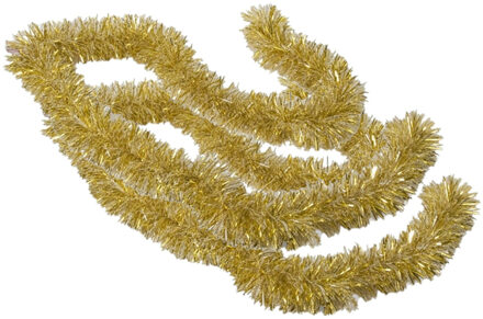 Gerimport Kerstboomslingers - 2x - goud / sneeuw - folie - 180 x 7 cm - kerstboom versiering/guirlandes