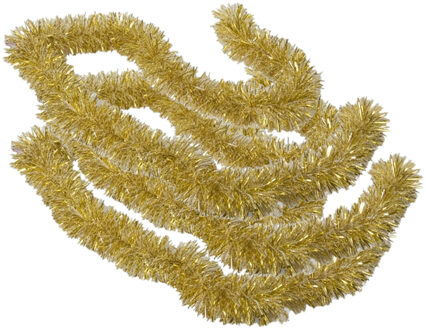 Gerimport Kerstboomslingers - 3x - goud / sneeuw - folie - 180 x 7 cm - kerstboom versiering/guirlandes