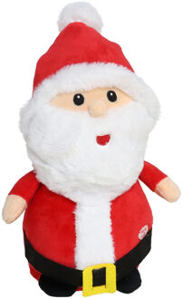 Gerimport Kerstman knuffel - met muziek - 25 cm - pluche - Kerstman pop Rood