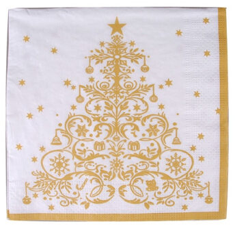 Gerimport Kerstservetten - 20x - gouden print - 33 x 33 cm - 3 laags?