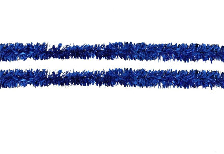 Gerimport Kerstslinger - 2x -?blauw - folie lametta - 150 x 5 cm - kerstboom versiering/guirlandes